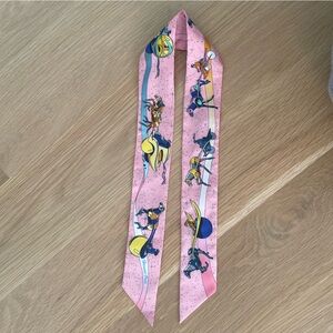 Hermes Pink Space Derby twilly scarf Silk